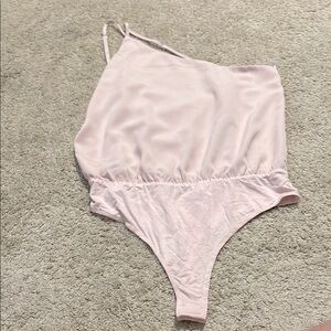 Lulus Light Pink Bodysuit One Shoulder Thong Back Large NWT